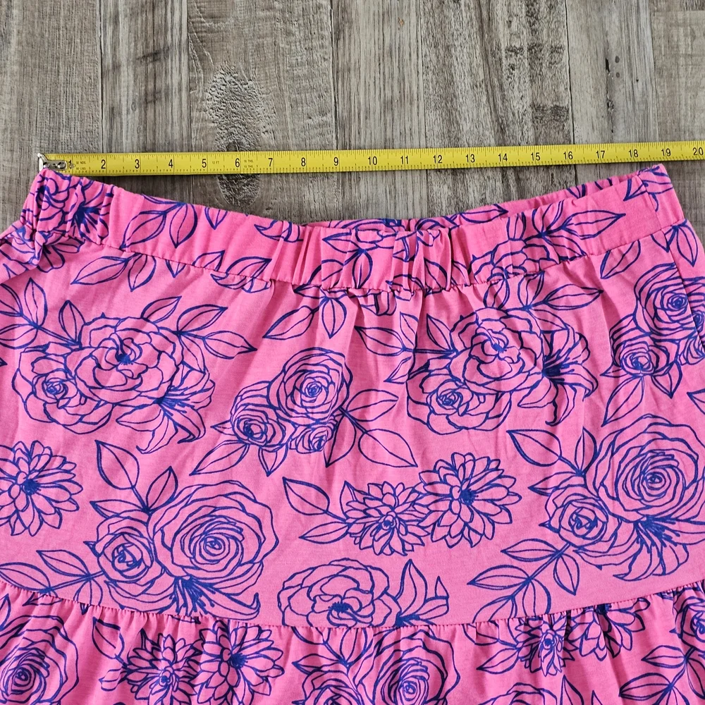 LuLaRoe Plus Size Pink and Blue Floral Maxi Skirt